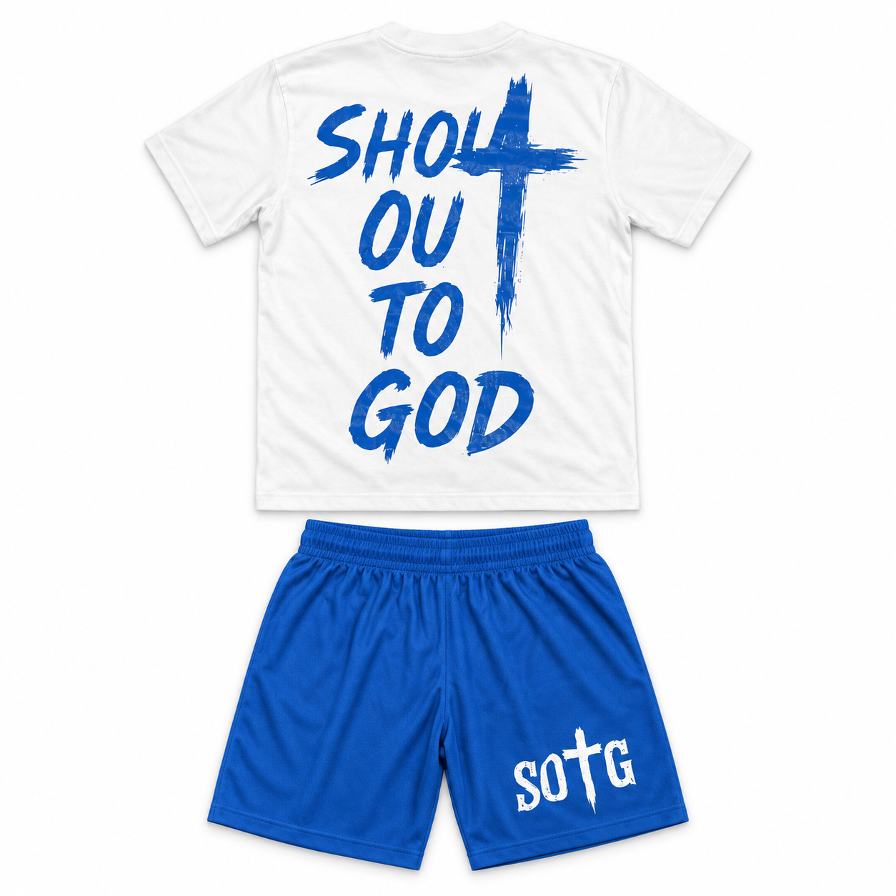 White shorts-&-shirt set *BLUE*