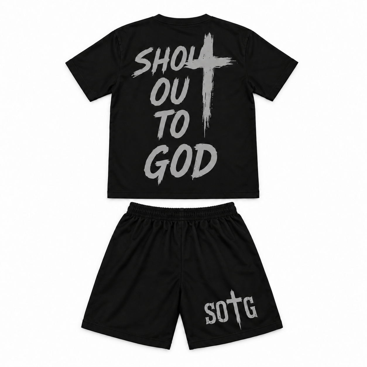 Black shirt-&-short set *GRAy*